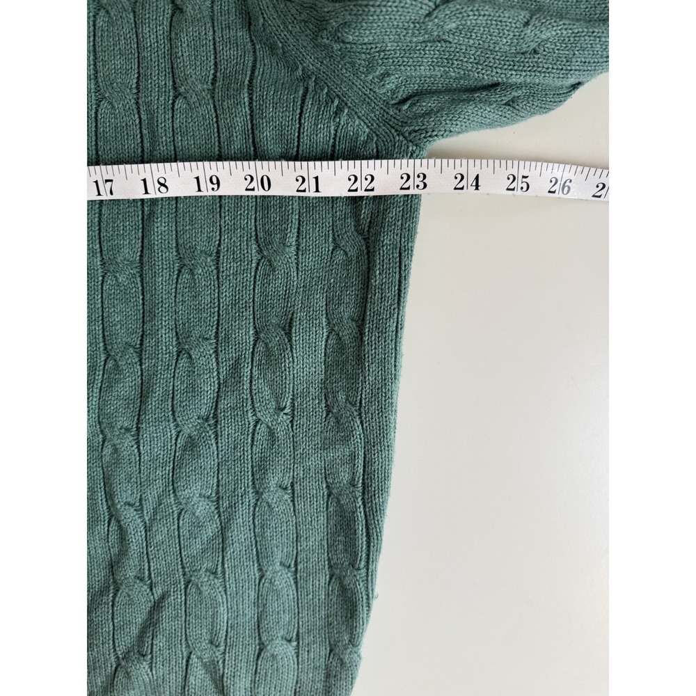 Jos A Bank Executive Collection Green Cable Knit Cotton Sweater M Classic Preppy - Picture 6 of 7